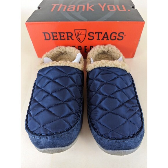 DEER STAGS Slipperooz Alma Slippers Men 7 M Blue Quilted Slip On Mule Shoes NWB main image 9